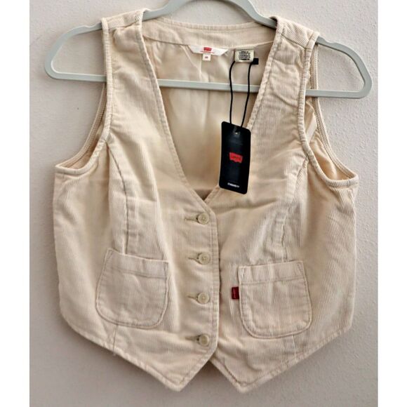 Levi's A95030001 Women's Sz XS Tan Tailored Corduroy Vest - Picture 1 of 9